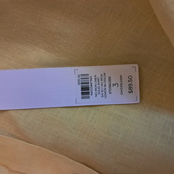 Chico's Yellow Plus Size Women's 100% Linen Button-Up Shirt l Size 3 - Picture 3 of 8